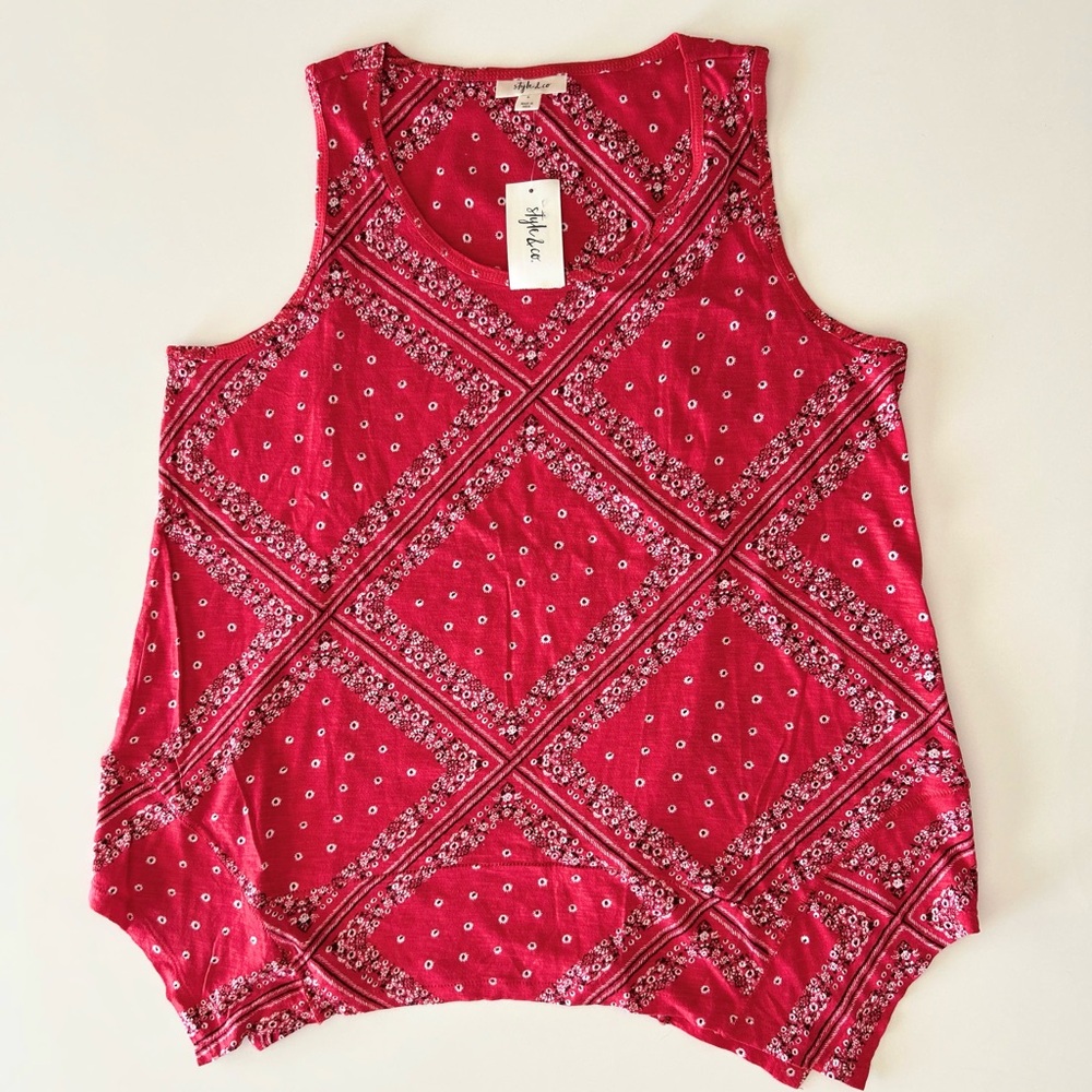Style & Co. Red bandana print Tank Top NWT